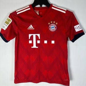 adidas Red FC Bayern Munich Kids Soccer Jersey with White Accents